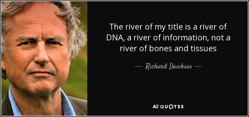 The river of my title is a river of DNA, a river of information, not a river of bones and tissues - Richard Dawkins