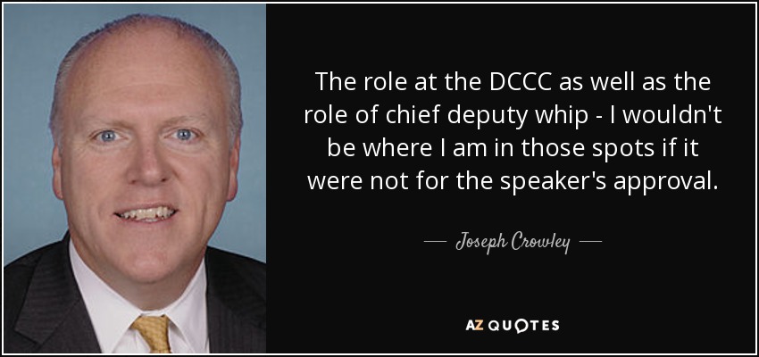 The role at the DCCC as well as the role of chief deputy whip - I wouldn't be where I am in those spots if it were not for the speaker's approval. - Joseph Crowley