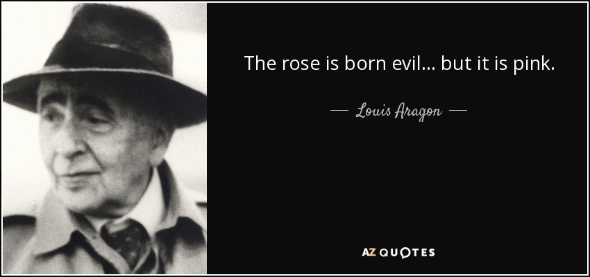 The rose is born evil ... but it is pink. - Louis Aragon