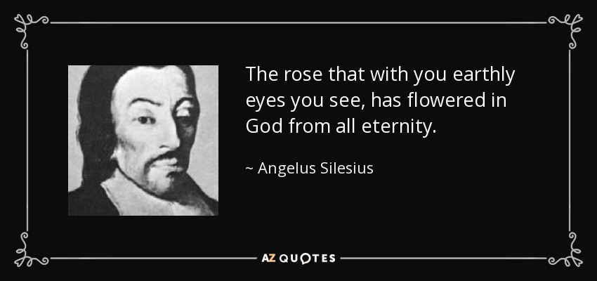 The rose that with you earthly eyes you see, has flowered in God from all eternity. - Angelus Silesius
