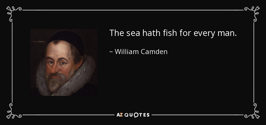 The sea hath fish for every man. - William Camden