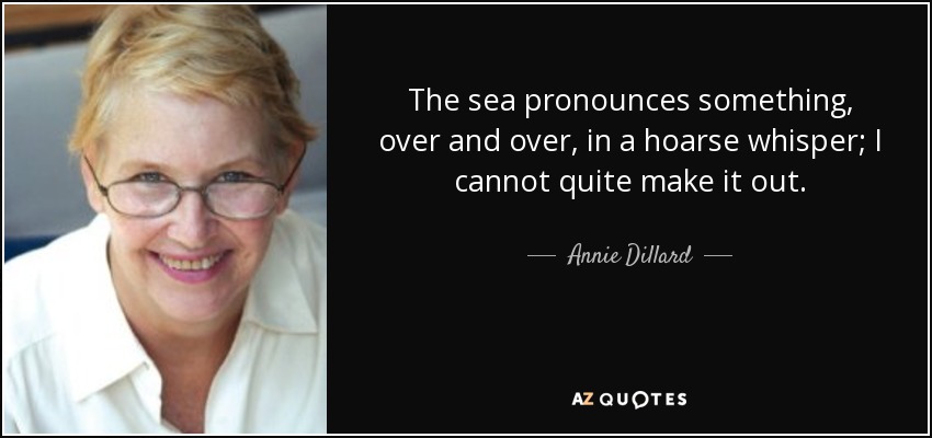 The sea pronounces something, over and over, in a hoarse whisper; I cannot quite make it out. - Annie Dillard