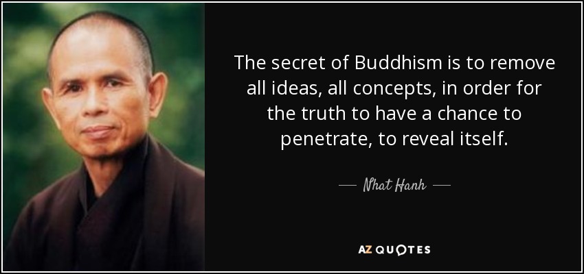 The secret of Buddhism is to remove all ideas, all concepts, in order for the truth to have a chance to penetrate, to reveal itself. - Nhat Hanh