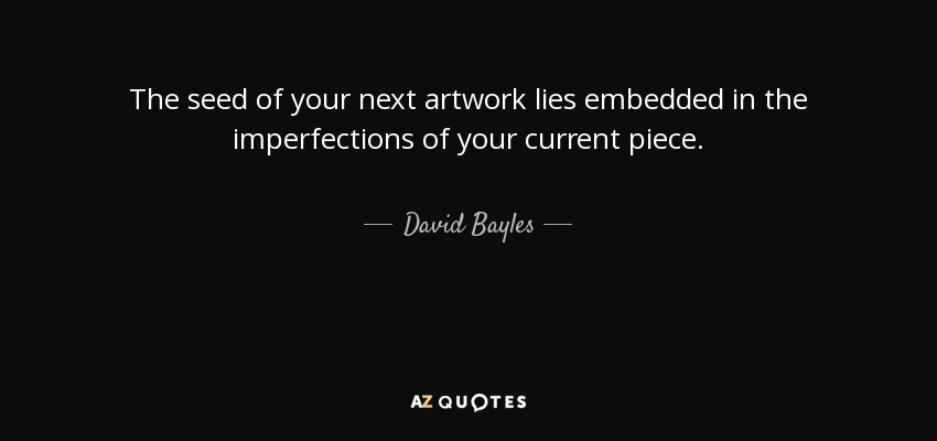 The seed of your next artwork lies embedded in the imperfections of your current piece. - David Bayles