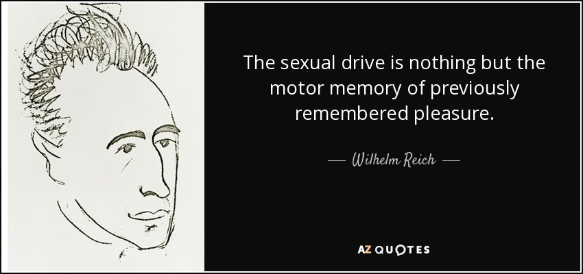 The sexual drive is nothing but the motor memory of previously remembered pleasure. - Wilhelm Reich