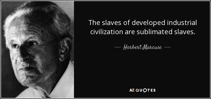 The slaves of developed industrial civilization are sublimated slaves. - Herbert Marcuse