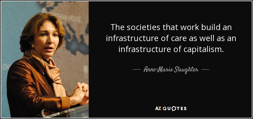 The societies that work build an infrastructure of care as well as an infrastructure of capitalism. - Anne-Marie Slaughter