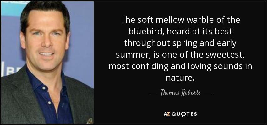 The soft mellow warble of the bluebird, heard at its best throughout spring and early summer, is one of the sweetest, most confiding and loving sounds in nature. - Thomas Roberts