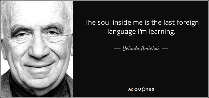 The soul inside me is the last foreign language I'm learning. - Yehuda Amichai