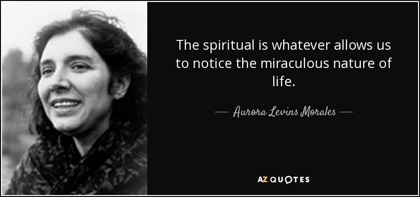 The spiritual is whatever allows us to notice the miraculous nature of life. - Aurora Levins Morales