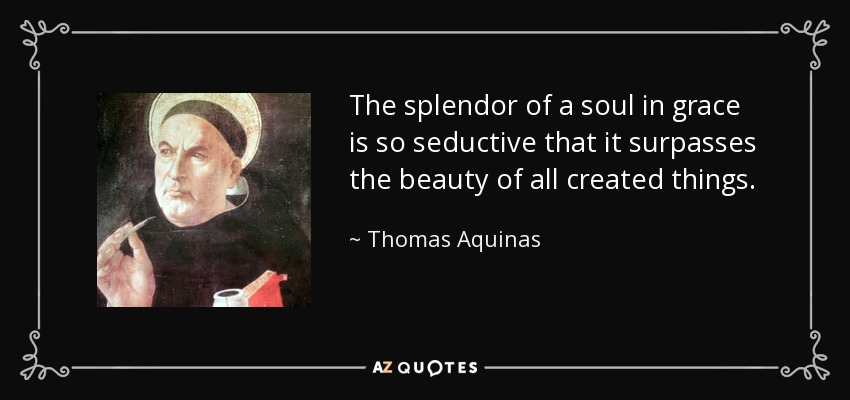 The splendor of a soul in grace is so seductive that it surpasses the beauty of all created things. - Thomas Aquinas