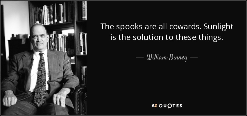 The spooks are all cowards. Sunlight is the solution to these things. - William Binney