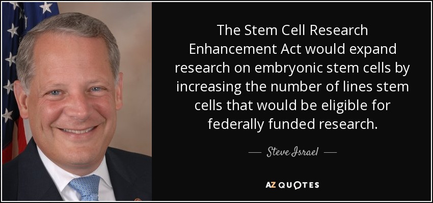 The Stem Cell Research Enhancement Act would expand research on embryonic stem cells by increasing the number of lines stem cells that would be eligible for federally funded research. - Steve Israel