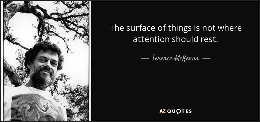 The surface of things is not where attention should rest. - Terence McKenna