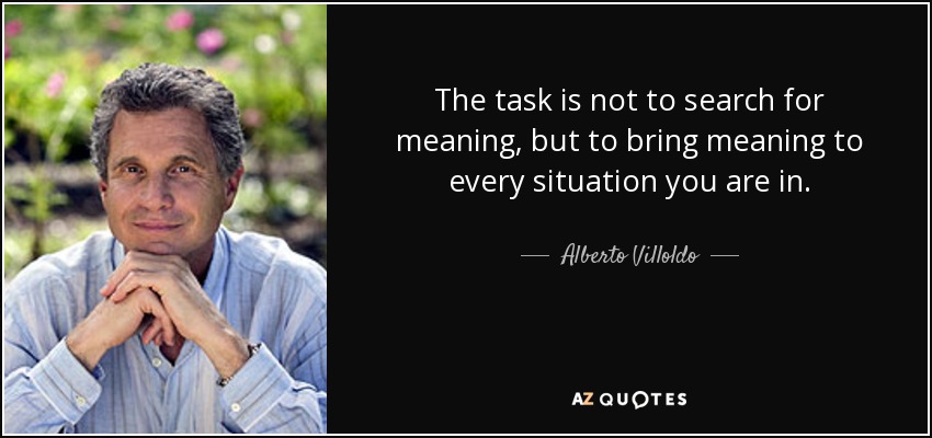 The task is not to search for meaning, but to bring meaning to every situation you are in. - Alberto Villoldo