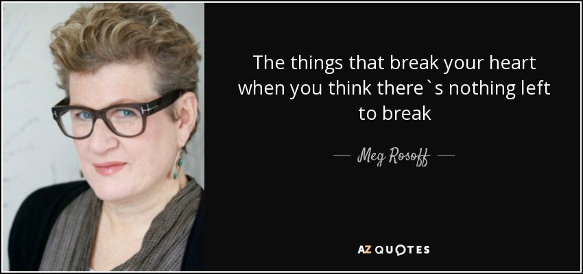 The things that break your heart when you think there`s nothing left to break - Meg Rosoff