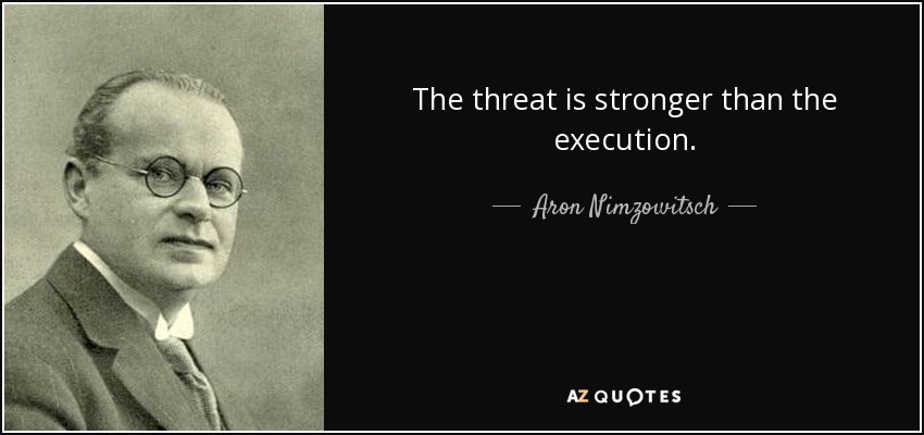 The threat is stronger than the execution. - Aron Nimzowitsch