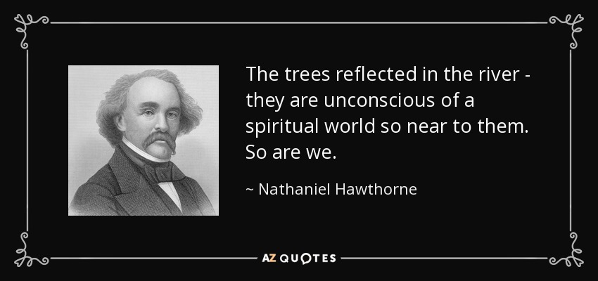 The trees reflected in the river - they are unconscious of a spiritual world so near to them. So are we. - Nathaniel Hawthorne