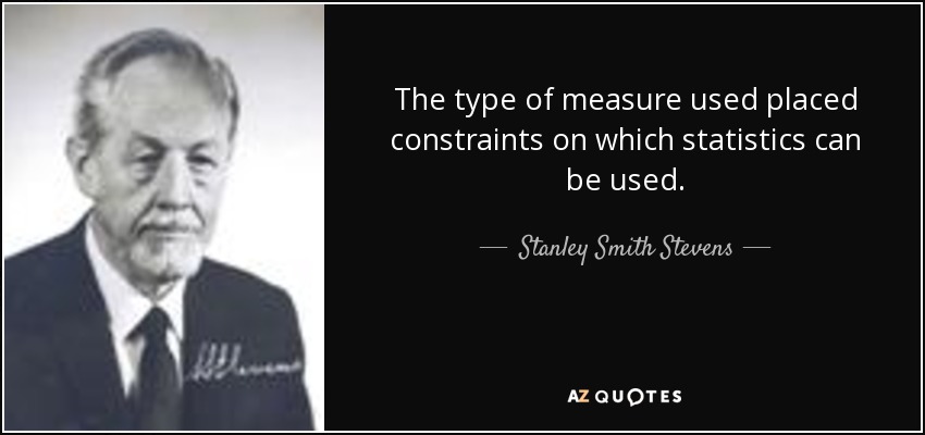The type of measure used placed constraints on which statistics can be used. - Stanley Smith Stevens