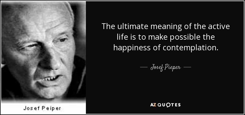 The ultimate meaning of the active life is to make possible the happiness of contemplation. - Josef Pieper
