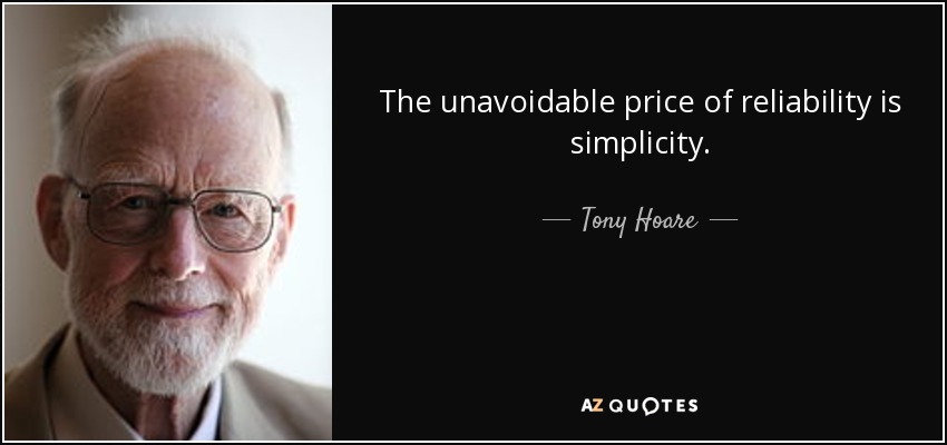 The unavoidable price of reliability is simplicity. - Tony Hoare
