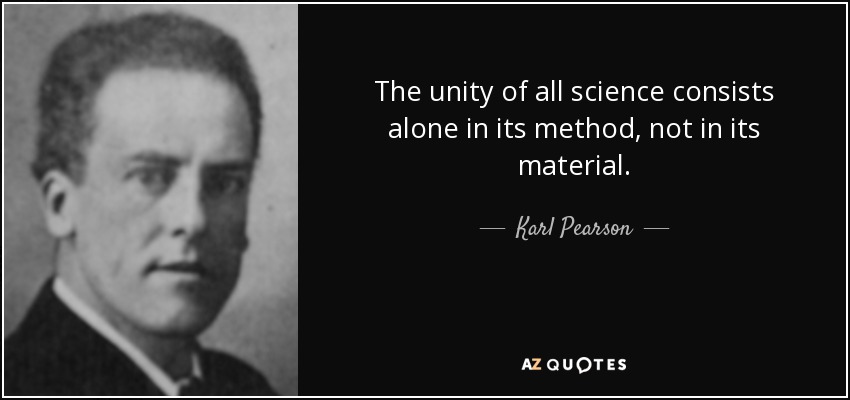 The unity of all science consists alone in its method, not in its material. - Karl Pearson