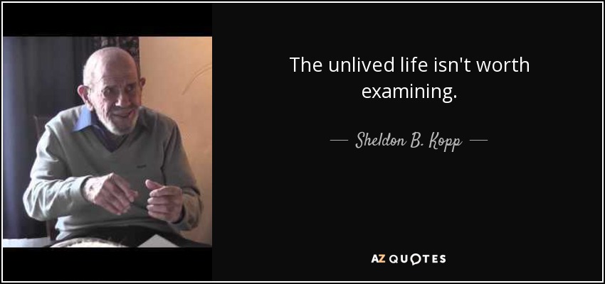 The unlived life isn't worth examining. - Sheldon B. Kopp