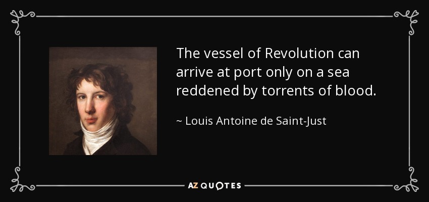 The vessel of Revolution can arrive at port only on a sea reddened by torrents of blood. - Louis Antoine de Saint-Just