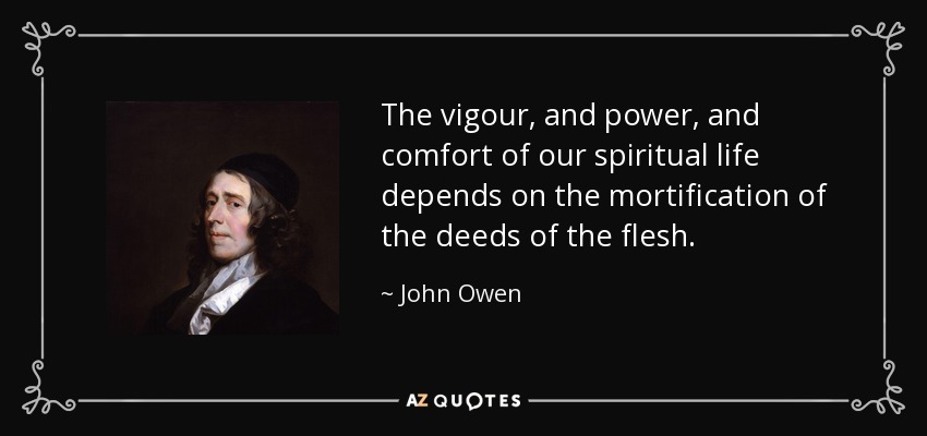 The vigour, and power, and comfort of our spiritual life depends on the mortification of the deeds of the flesh. - John Owen