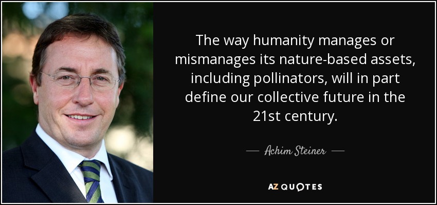 The way humanity manages or mismanages its nature-based assets, including pollinators, will in part define our collective future in the 21st century. - Achim Steiner