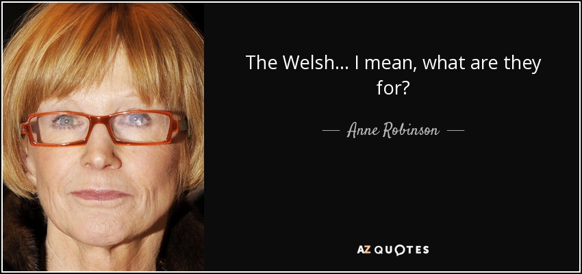 The Welsh... I mean, what are they for? - Anne Robinson