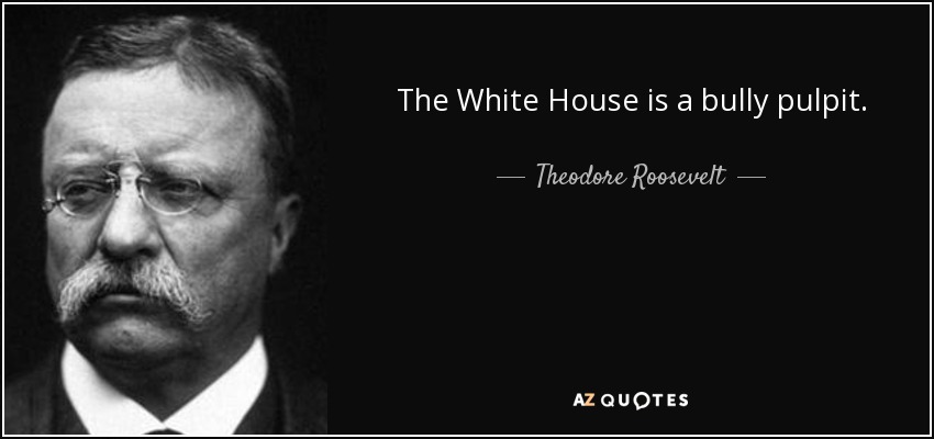 The White House is a bully pulpit. - Theodore Roosevelt