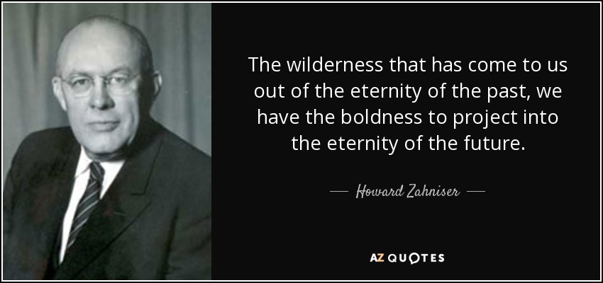 The wilderness that has come to us out of the eternity of the past, we have the boldness to project into the eternity of the future. - Howard Zahniser