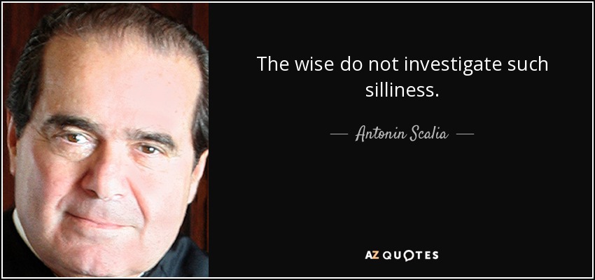 The wise do not investigate such silliness. - Antonin Scalia