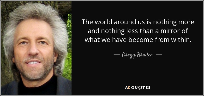 The world around us is nothing more and nothing less than a mirror of what we have become from within. - Gregg Braden