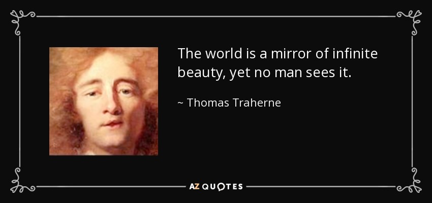 The world is a mirror of infinite beauty, yet no man sees it. - Thomas Traherne