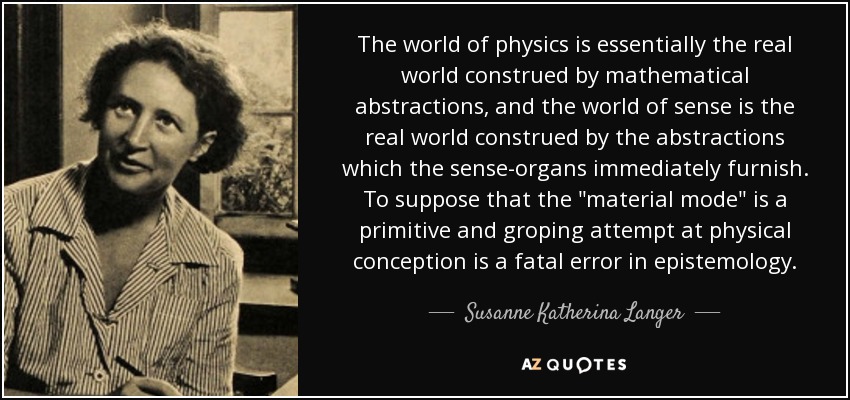 The world of physics is essentially the real world construed by mathematical abstractions, and the world of sense is the real world construed by the abstractions which the sense-organs immediately furnish. To suppose that the 