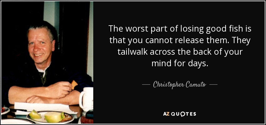 The worst part of losing good fish is that you cannot release them. They tailwalk across the back of your mind for days. - Christopher Camuto