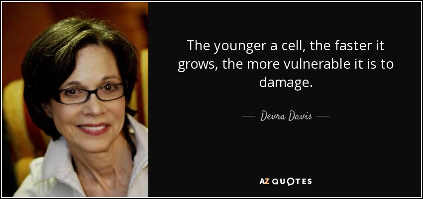 The younger a cell, the faster it grows, the more vulnerable it is to damage. - Devra Davis