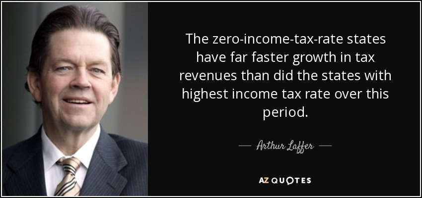 The zero-income-tax-rate states have far faster growth in tax revenues than did the states with highest income tax rate over this period. - Arthur Laffer