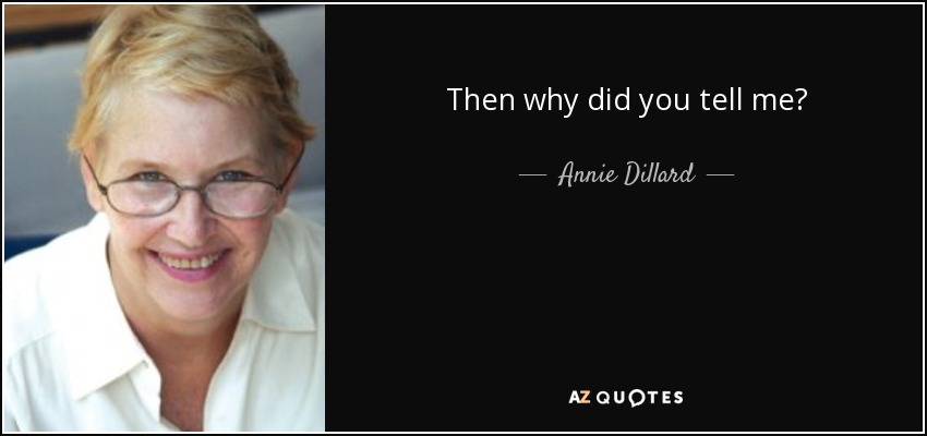 Then why did you tell me? - Annie Dillard