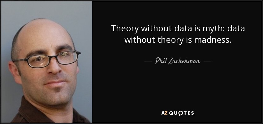 Theory without data is myth: data without theory is madness. - Phil Zuckerman