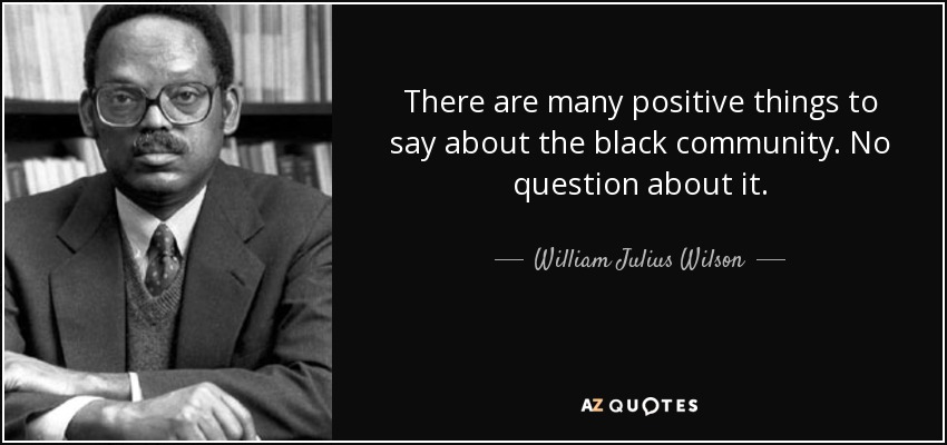 There are many positive things to say about the black community. No question about it. - William Julius Wilson