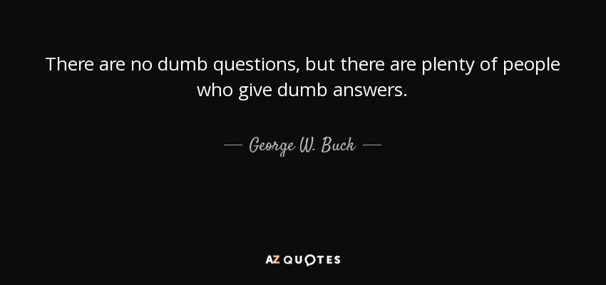 There are no dumb questions, but there are plenty of people who give dumb answers. - George W. Buck