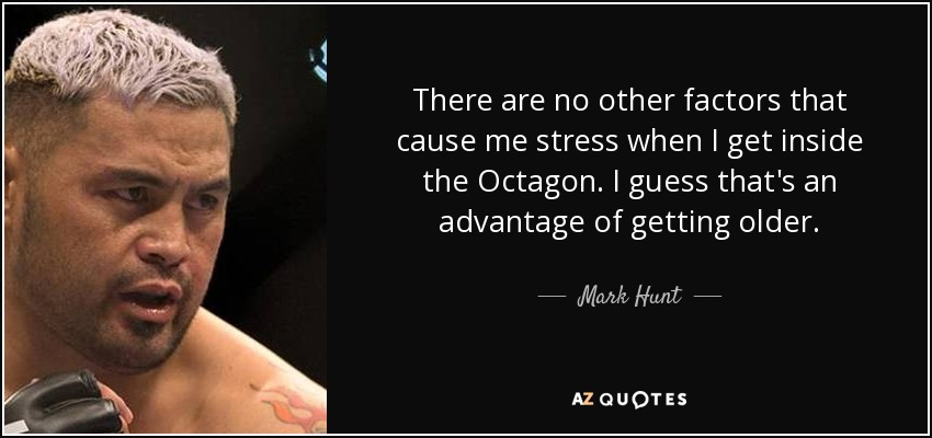 There are no other factors that cause me stress when I get inside the Octagon. I guess that's an advantage of getting older. - Mark Hunt