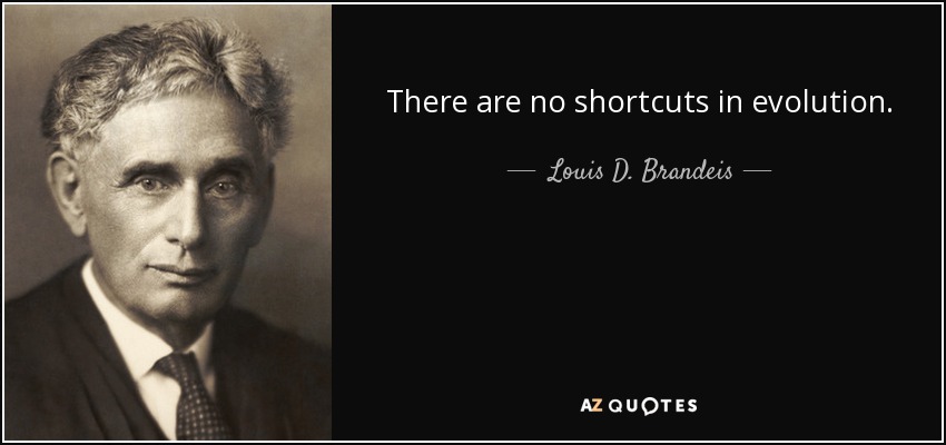 There are no shortcuts in evolution. - Louis D. Brandeis