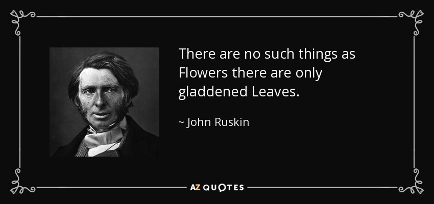 There are no such things as Flowers there are only gladdened Leaves. - John Ruskin