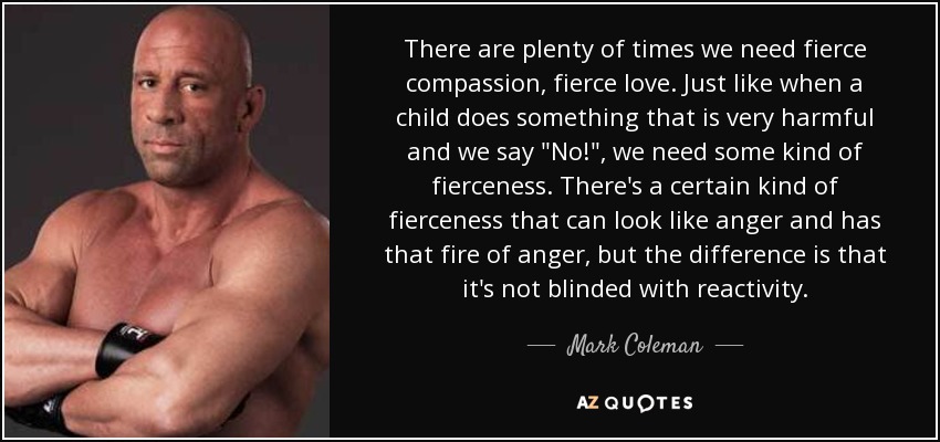 There are plenty of times we need fierce compassion, fierce love. Just like when a child does something that is very harmful and we say 