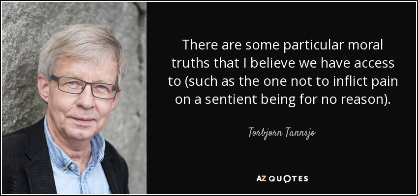 There are some particular moral truths that I believe we have access to (such as the one not to inflict pain on a sentient being for no reason). - Torbjorn Tannsjo