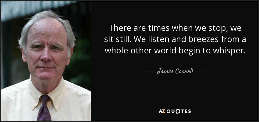 There are times when we stop, we sit still. We listen and breezes from a whole other world begin to whisper. - James Carroll